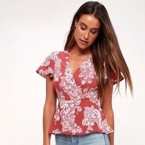 Lulu’s As Time Grows By peplum wrap top